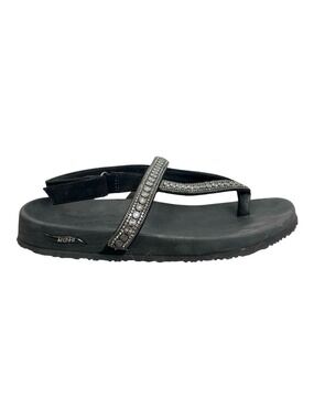 Skechers Arch Fit Meditation black embellished embroidered sandals 7*